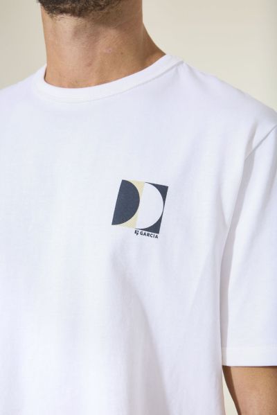 Men's white t-shirt with attractive print on the back GARCIA (SKU) P2612O1