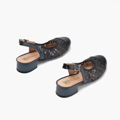 Women's indigo sandals with low heels - Elegant, comfortable for summer. PITILLOS (SKU)11121