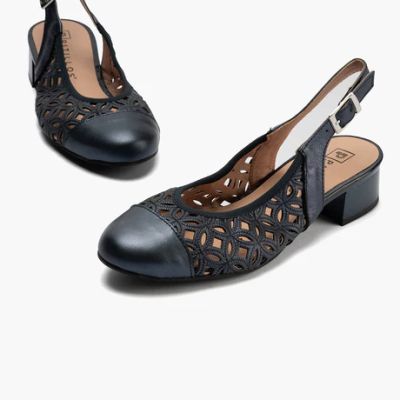 Women's indigo sandals with low heels - Elegant, comfortable for summer. PITILLOS (SKU)11121