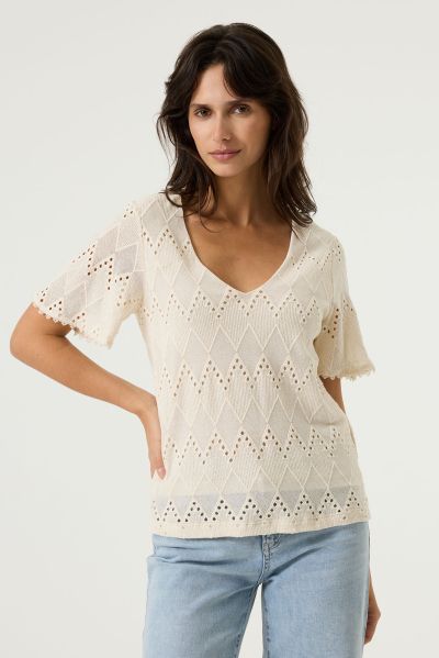 Elegant women's blouse with short sleeves made of cotton lace - stylish and comfortable GARCIA (SKU) O260007