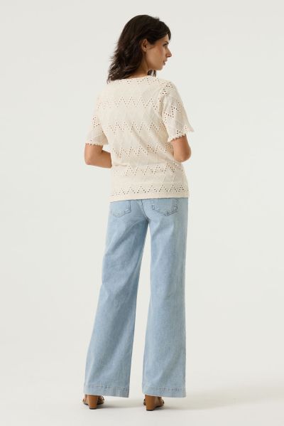 Elegant women's blouse with short sleeves made of cotton lace - stylish and comfortable GARCIA (SKU) O260007