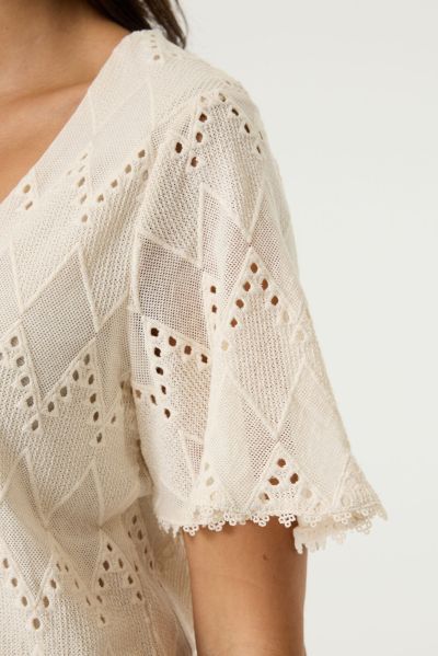 Elegant women's blouse with short sleeves made of cotton lace - stylish and comfortable GARCIA (SKU) O260007