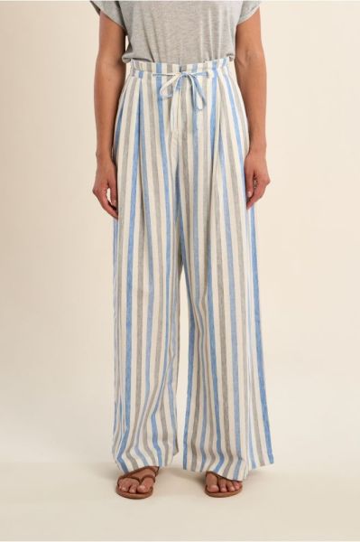 Women's striped linen and cotton pants - light, fresh and comfortable for summer MOLLY BRACKEN (SKU) LA1887EP