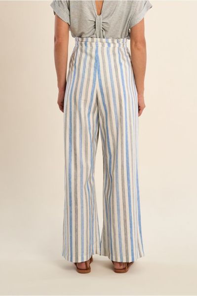 Women's striped linen and cotton pants - light, fresh and comfortable for summer MOLLY BRACKEN (SKU) LA1887EP