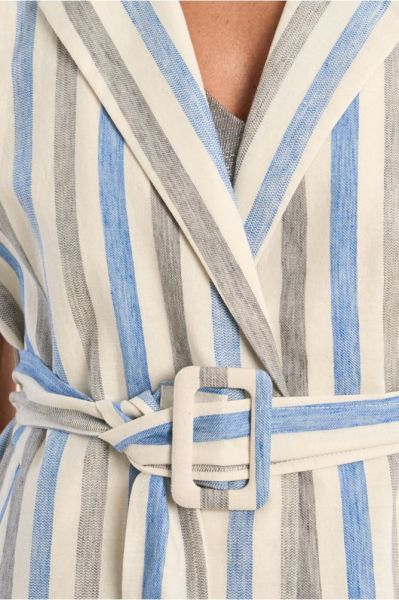 Women's striped linen and cotton blend vest - elegant comfort MOLLY BRACKEN (SKU) LA1888EP