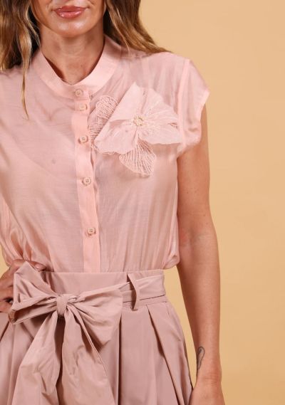 Elegant Women's Pink Sleeveless Tank Top with Ribbon LE SORTE DEL SOLE (SKU)3795