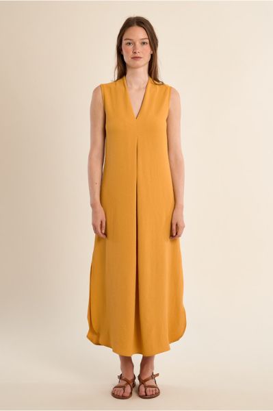 Elegant Women's Long Maxi Dress in Bright Yellow - Summer Look MOLLY BRACKEN (SKU)G971EE