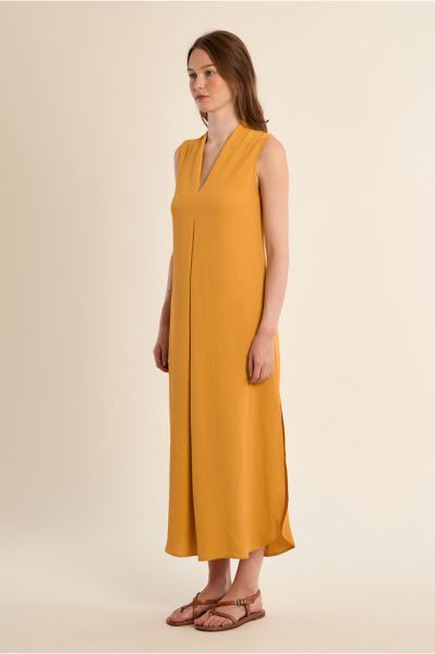 Elegant Women's Long Maxi Dress in Bright Yellow - Summer Look MOLLY BRACKEN (SKU)G971EE