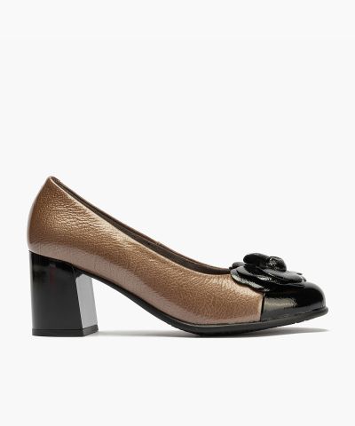 Ladies' elegant shoe with black flower - high heel!!!PITILLOS (SKU)11657