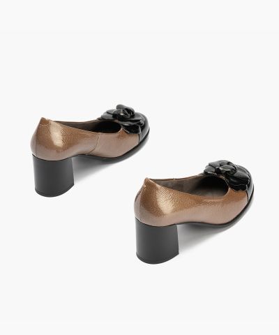 Ladies' elegant shoe with black flower - high heel!!!PITILLOS (SKU)11657