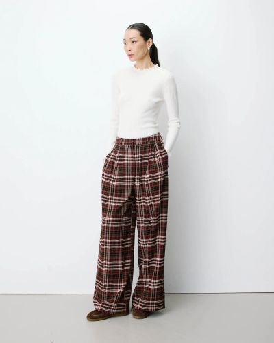 Дамски елегантни карирани панталони за офис и ежедневие GRACE&MILA (SKU)13036