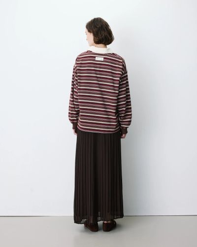 Aron GRACE&MILA Women's Loose-Fit Chocolate Brown Turtleneck Blouse with Striped Collar (SKU) 17096