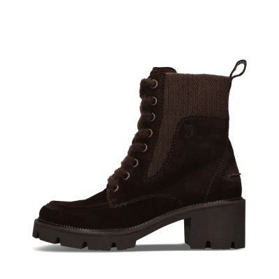 Luxury women's suede boots, dark brown, heel - elegance and comfort!SALAMANDER (SKU)AXW30