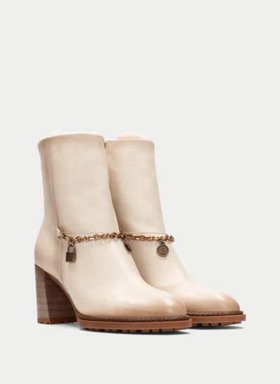 Women's Cream-Colored High-Heeled Ankle Boots – Elegant Design!!! HISPANITAS (SKU) 265161