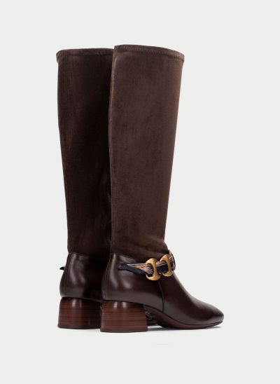 Elegant brown women's mid-heel boot – classic everyday style. HISPANITAS (SKU) 264962