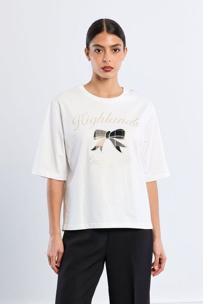 Women's oversized white T-shirt with a front print, comfortable cotton fabric – MOLLY BRACKEN (SKU) ELF1039EN