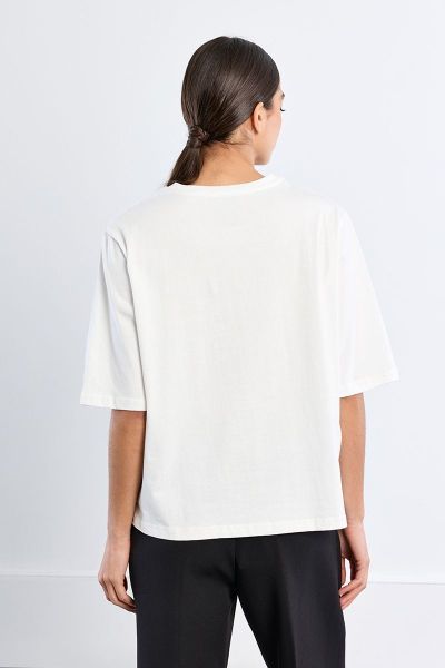 Women's oversized white T-shirt with a front print, comfortable cotton fabric – MOLLY BRACKEN (SKU) ELF1039EN