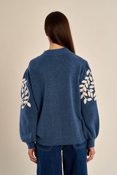 MOLLY BRACKEN Women's High-Neck Sweater with Floral Embroidery (SKU) LA2025EN