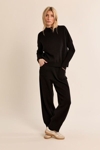 MOLLY BRACKEN Women's Black Fine-Knit Jogger Pants (SKU) BT212EH