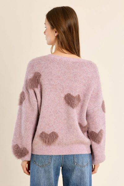 MOLLY BRACKEN Women's Fluffy Sweater with Ombré Hearts (SKU) LA2050EH