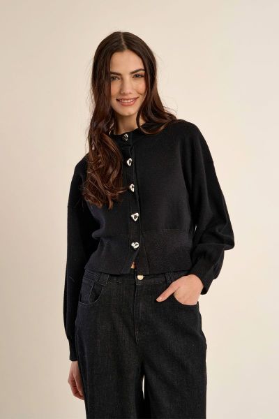MOLLY BRACKEN Women's Short Cardigan with Heart-Shaped Buttons (SKU) LA2063EN