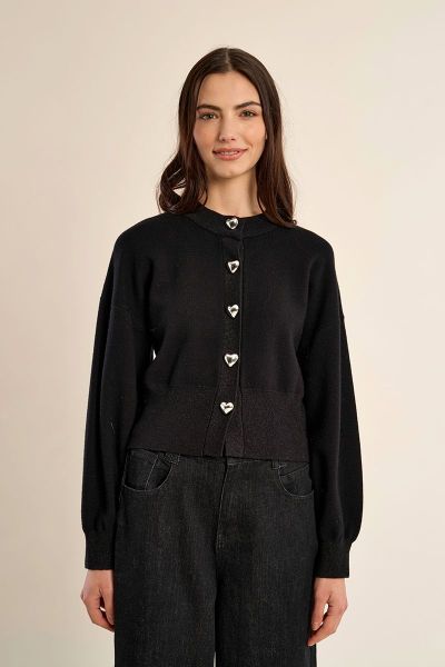 MOLLY BRACKEN Women's Short Cardigan with Heart-Shaped Buttons (SKU) LA2063EN
