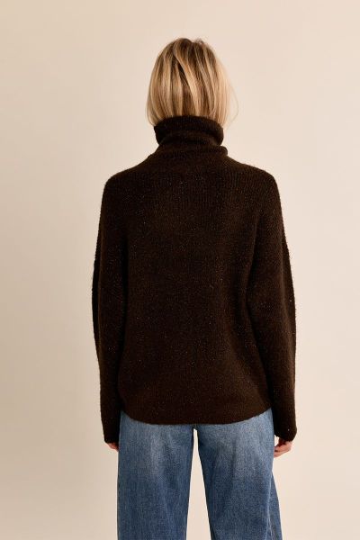 Stylish ribbed turtleneck sweater in rusty brown by MOLLY BRACKEN (SKU) LA2059EN