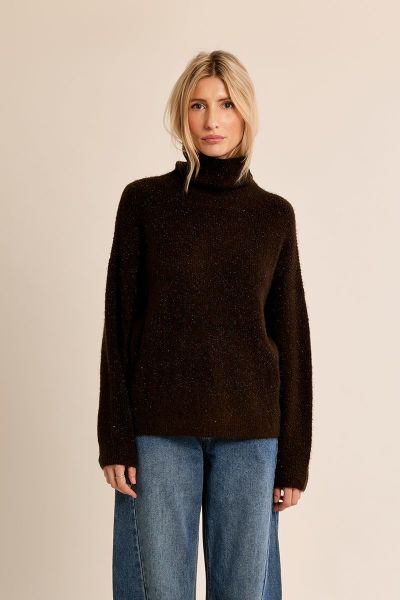 Stylish ribbed turtleneck sweater in rusty brown by MOLLY BRACKEN (SKU) LA2059EN