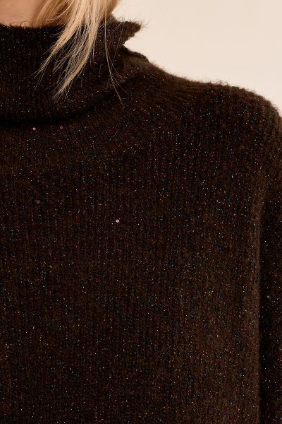 Stylish ribbed turtleneck sweater in rusty brown by MOLLY BRACKEN (SKU) LA2059EN
