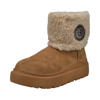 Women’s warm, trendy beige ankle boots – stylish, comfortable, and convenient for winter. BUGATTI (SKU) AXF50.