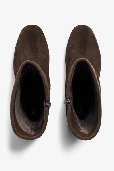 Elegant women's suede ankle boots, taller style. Stylish for autumn and winter! REGARDE LE CIEL (SKU) NEVA01