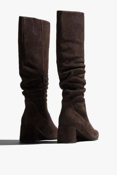 Elegant women’s heeled leather boots, dark brown – for sophisticated ladies! REGARDE LE CIEL (SKU) NEVA02