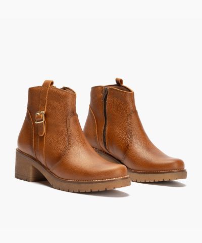 Women’s Casual Leather Ankle Boots in Brown – Genuine Leather for Style and Comfort. PITILLOS (SKU) 20526