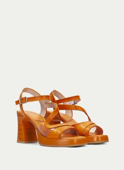 Дамски  оранжеви сандали на ток  HISPANITAS (SKU)243447