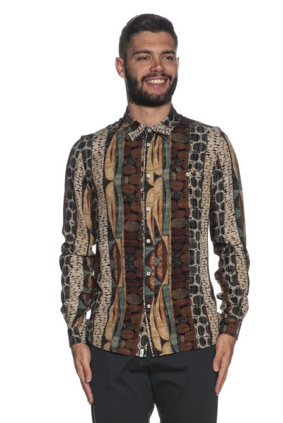 Men's shirt in earth colors BICOLORE (SKU)3228