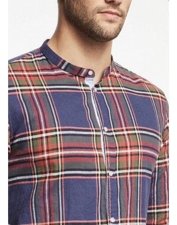Men's shirt in dark blue check GAUDI (SKU)111GU45027