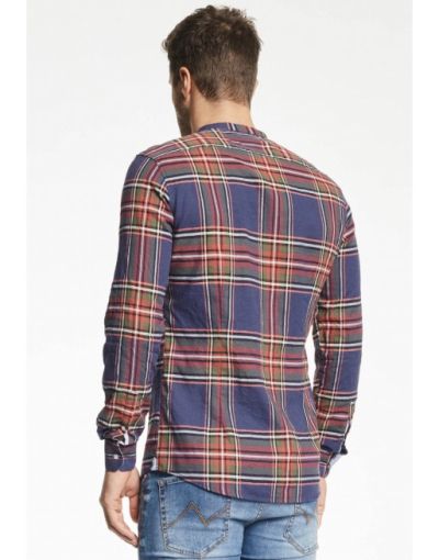 Men's shirt in dark blue check GAUDI (SKU)111GU45027