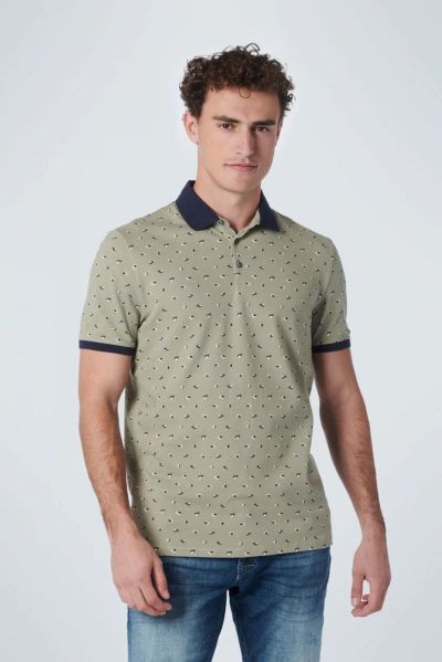 T-shirt with polo collar in green color NO EXCESS (SKU)19370211SN