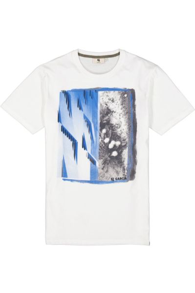 Men's T-shirt in white with GARCIA print (SKU) 041002