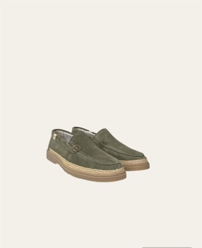 FLUCHOS (SKU)1940 green men's moccasin