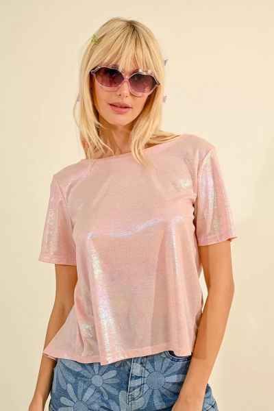 Women's T-shirt with a coral shade MOLLY BRACKEN (SKU)LAL254CE