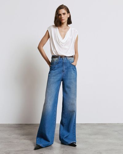 Дамски сатене топ в бяло ACCESS FASHION (SKU) 2128