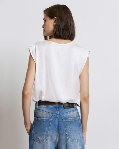 Дамски сатене топ в бяло ACCESS FASHION (SKU) 2128