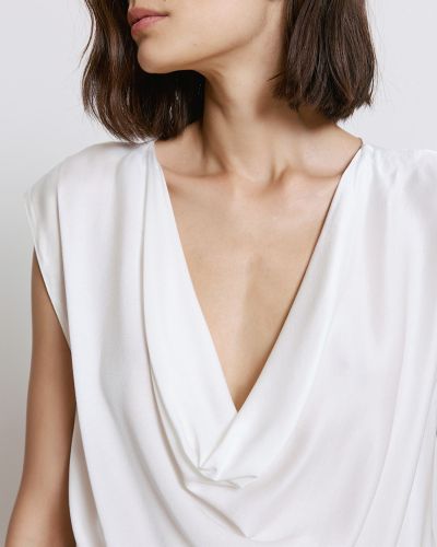 Дамски сатене топ в бяло ACCESS FASHION (SKU) 2128