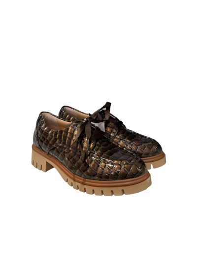 Women's croco leather shoe in brown REGARDE LE CIEL (SKU)BRIANNA01