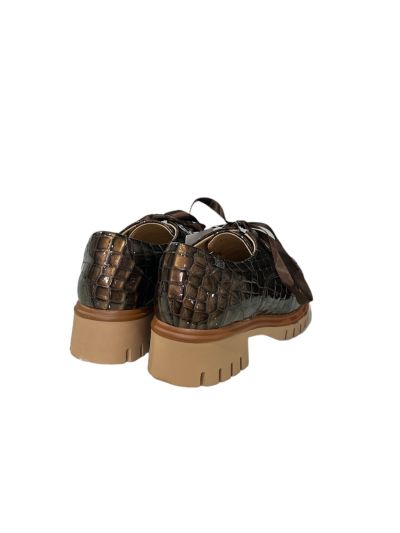 Women's croco leather shoe in brown REGARDE LE CIEL (SKU)BRIANNA01