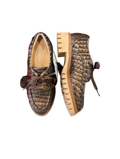 Women's croco leather shoe in brown REGARDE LE CIEL (SKU)BRIANNA01