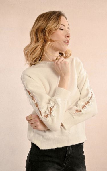 Women's sweater with openwork sleeves MOLLY BRACKEN (SKU) LA1581CN