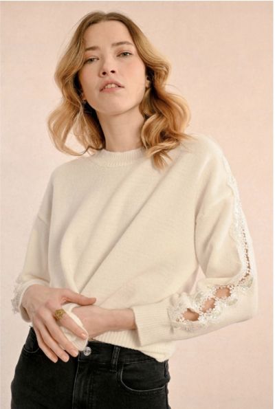 Women's sweater with openwork sleeves MOLLY BRACKEN (SKU) LA1581CN