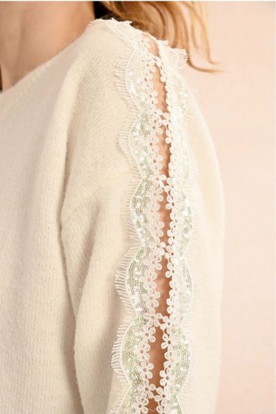 Women's sweater with openwork sleeves MOLLY BRACKEN (SKU) LA1581CN